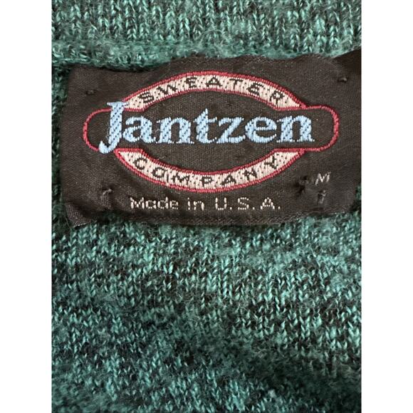 Vintage Jantzen Womens M Sweater V-Neck Green Made In USA - Picture 3 of 3